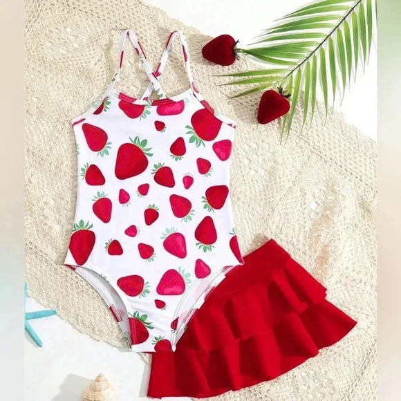 Toddler girl one piece bathing suit with skirt  size 4Y - Picture 2 of 2